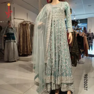 Ice Blue Bridal Maxi — Pakistani Bridal Dress | Jabeenz UK