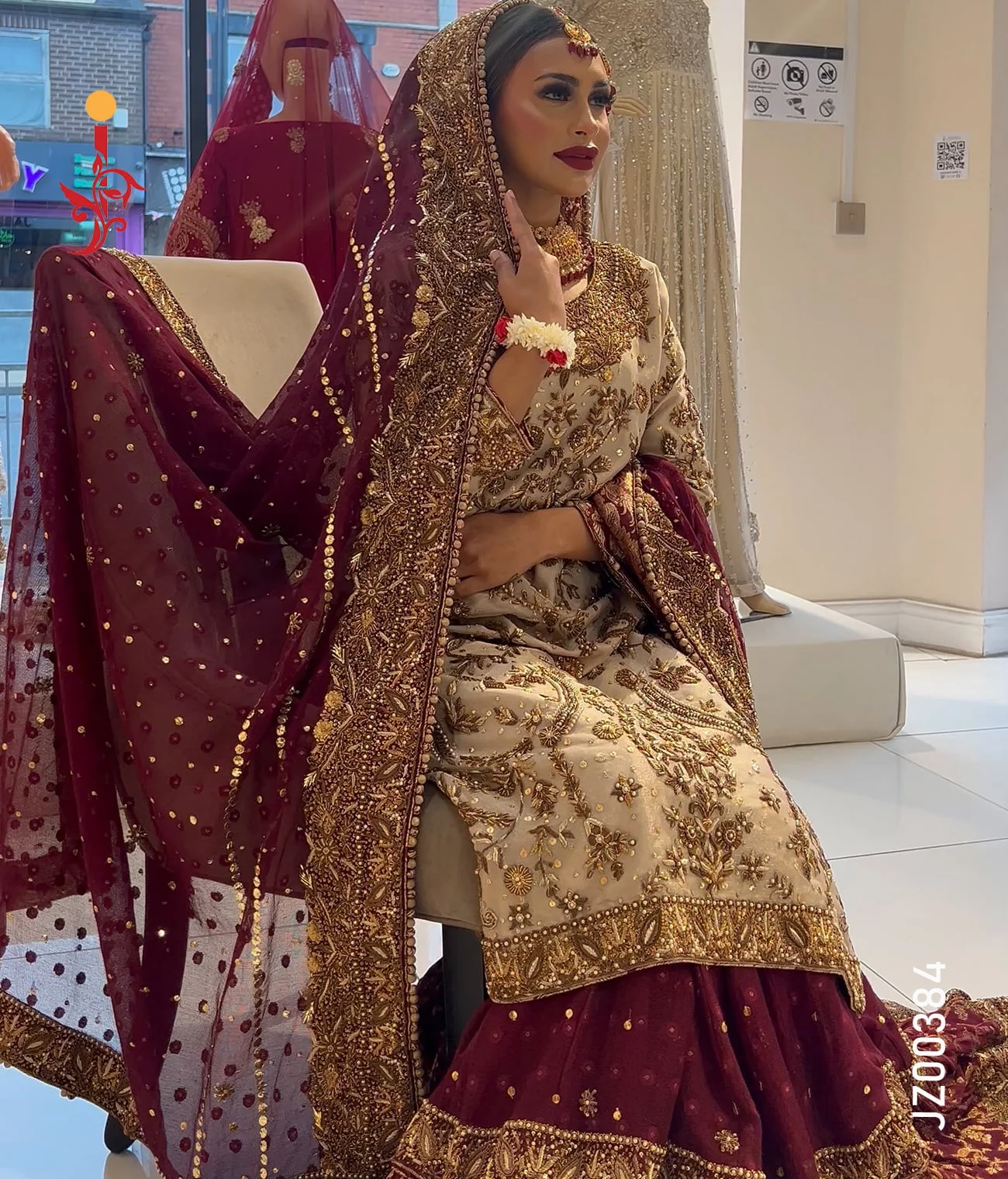 deep-maroon-farshi-lehenga-detail.webp Deep Maroon Farshi Lehenga — Embroidery & Mirror Work Detail