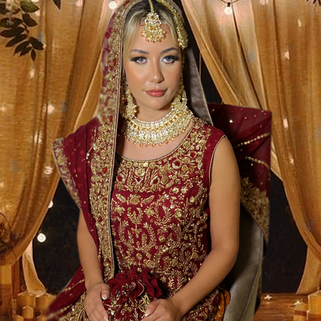 Bride with dupatta on head