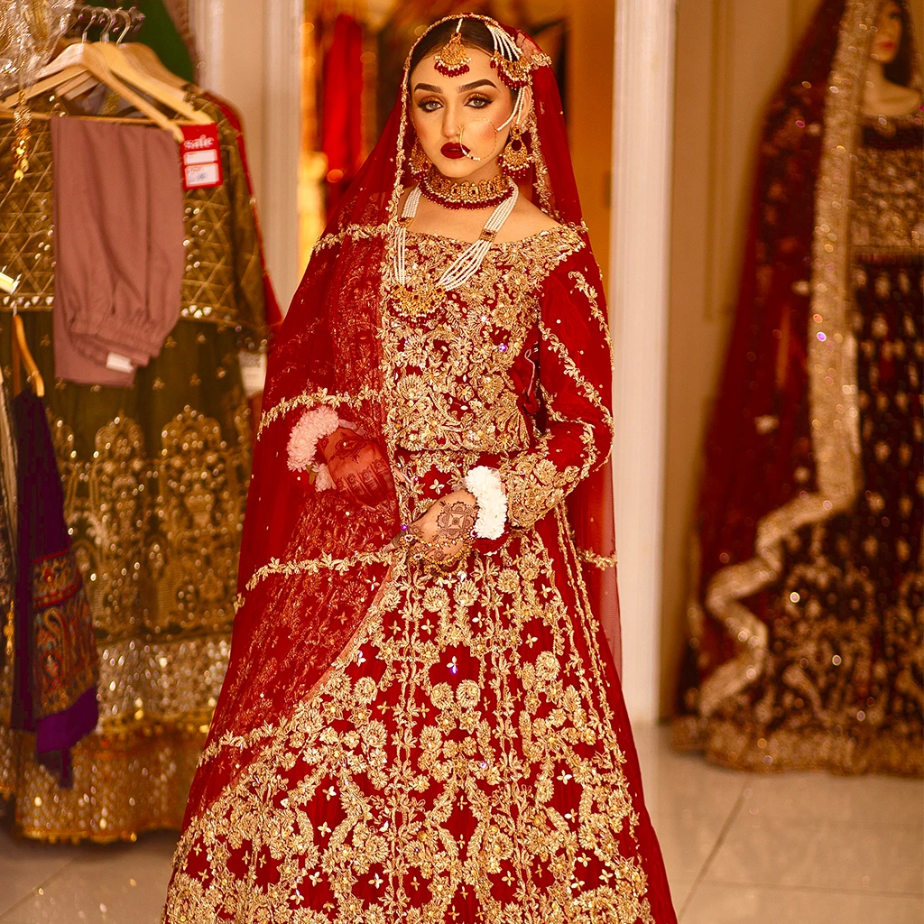 Red bridal lehenga