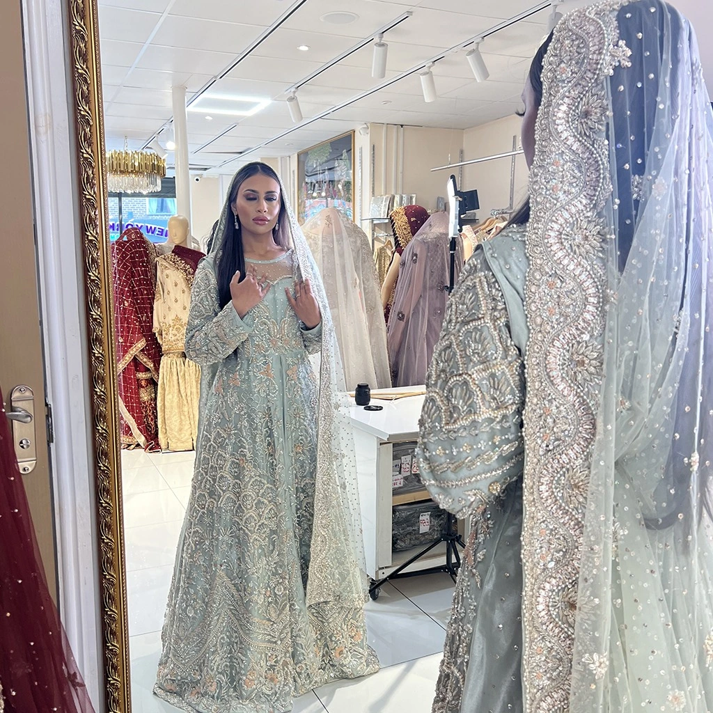 Bride in a pastel colour dress
