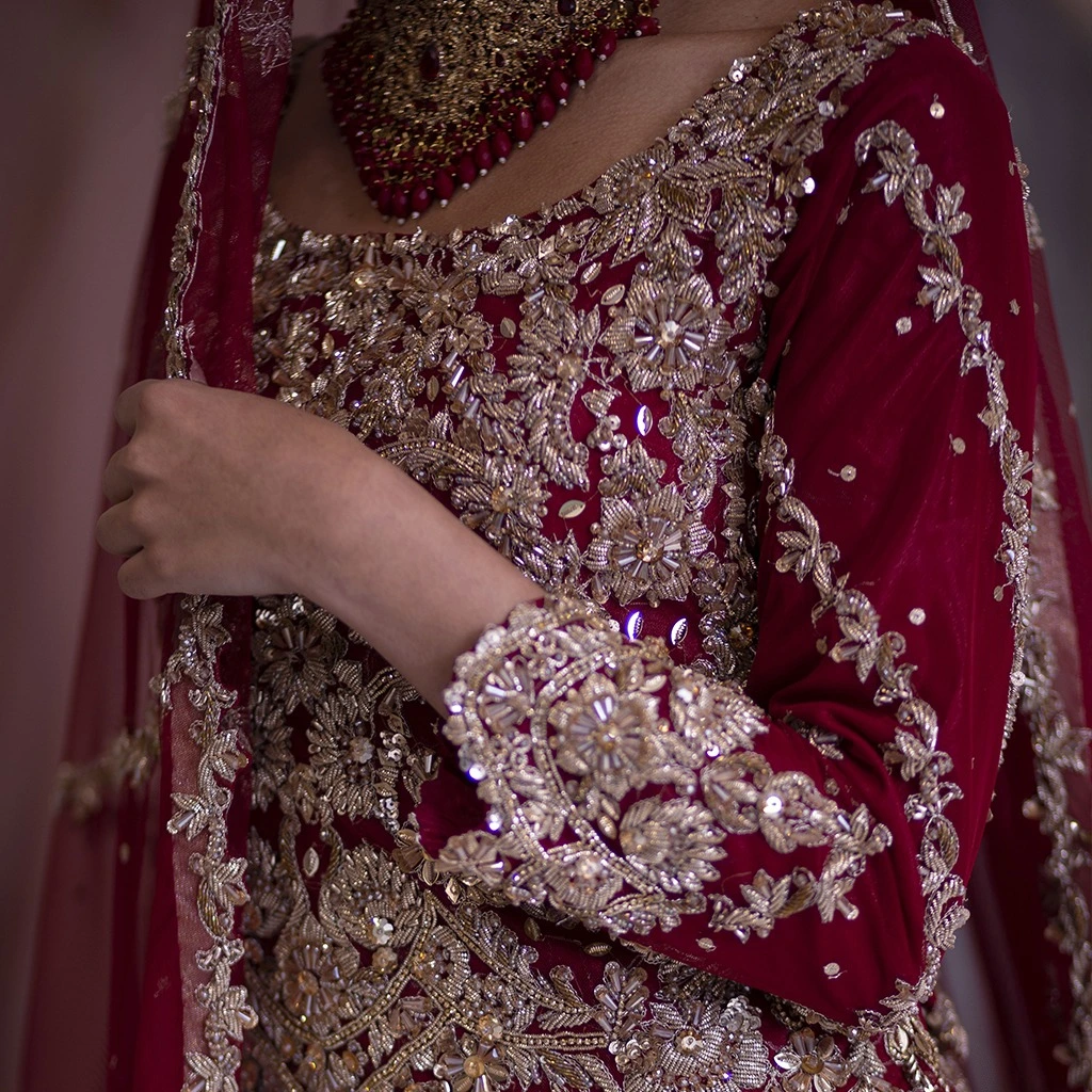 Close-up of detailed thread work