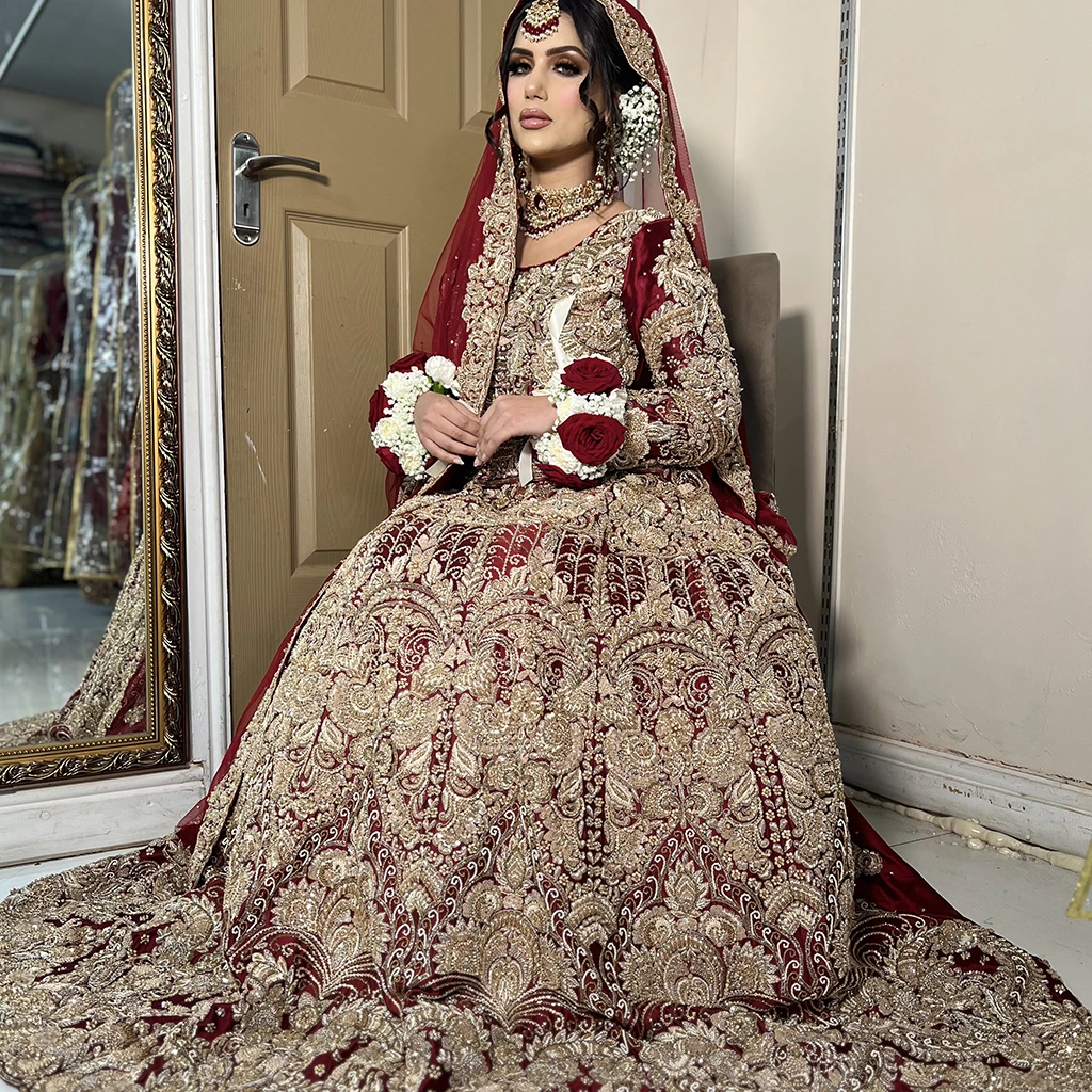 Red heavy lehenga