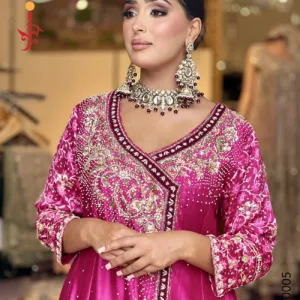 Hot Pink Tassel Silk Angarkha — Pakistani Party Wear | Jabeenz UK