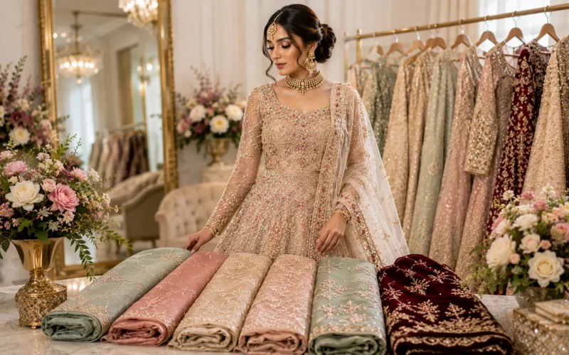 Popular Fabrics for Summer 2025 Pakistani Bridal Dresses
