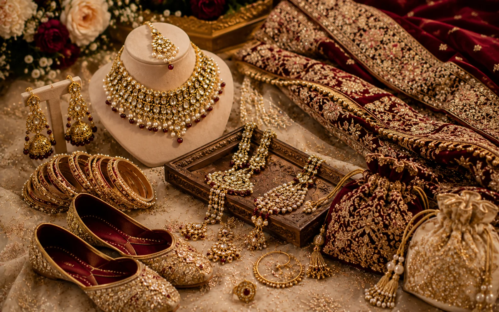 Bridal Accessories that Elevate the Look: Jewellery, Khussas, Matha Patti, Shahs etc.