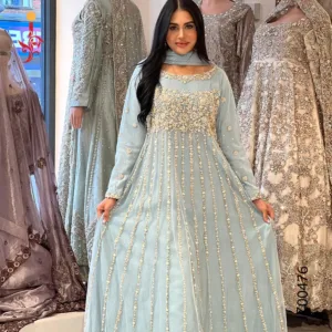 Ice Blue Party Wear Maxi