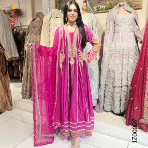 Hot Pink Festive Maxi Wedding Guest Dresses by Jabeenz Manchester