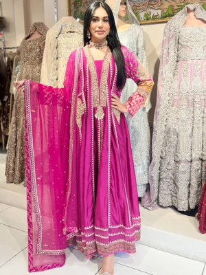 Hot Pink Festive Maxi - Bridesmaid Dresses, Formal Wear, Party Wear, Wedding Guest Dresses - Walima | Jabeenz UK