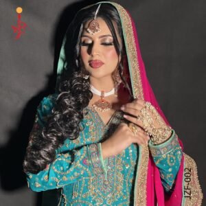 Sea Blue Formal Outfit Mehndi Dresses by Jabeenz Manchester