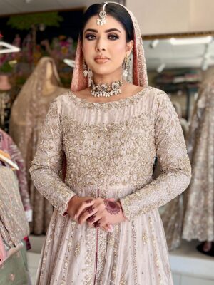 Ivory Front-Open Bridal Maxi - Bridal Dresses, Bridal Maxi, Formal Wear, Walima Dresses, Wedding Dresses - Nikkah | Jabeenz UK