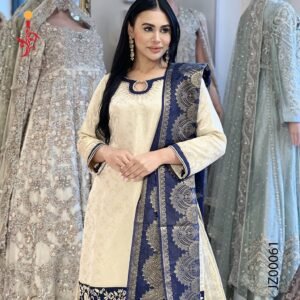 Golden and Blue Sharara Dress Sharara by Jabeenz Manchester