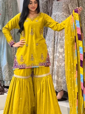 Dhani Gharara - Bridesmaid Dresses, Formal Wear, Gharara, Mehndi Dresses, Party Wear, Wedding Guest Dresses - Walima | Jabeenz UK
