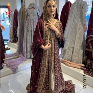 Maroon Front-Open Farshi Lehenga