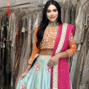 Bridal Mehndi Multi Color Lehenga