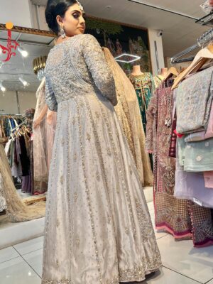 Ivory Front-Open Bridal Maxi - Bridal Dresses, Bridal Maxi, Formal Wear, Walima Dresses, Wedding Dresses - Nikkah | Jabeenz UK