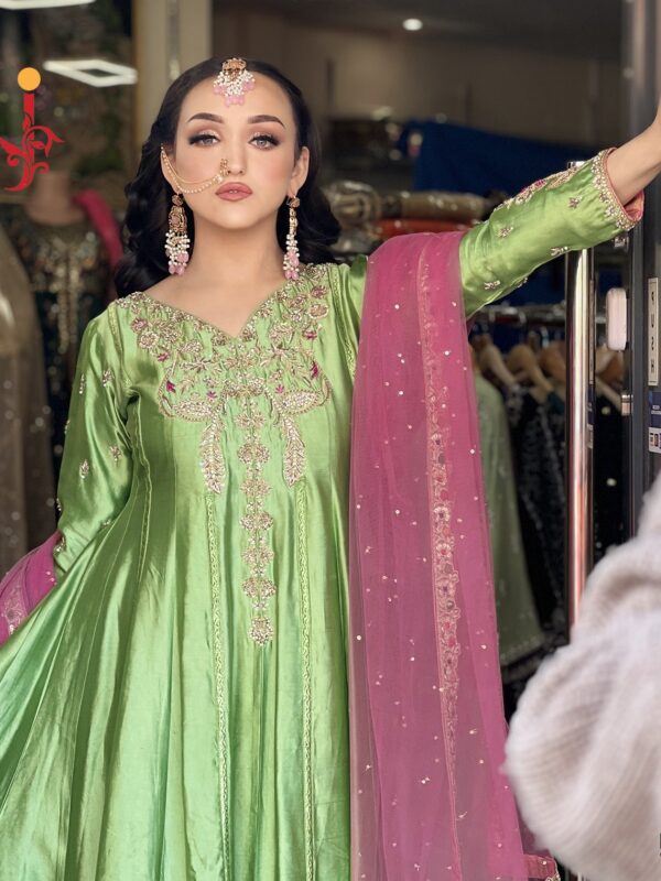 Parrot Green Silk Dress - alternate view