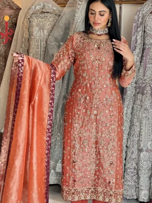Rust Orange Formal Shirt - Bridesmaid Dresses, Formal Wear, Party Wear, Wedding Guest Dresses - Walima | Jabeenz UK