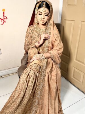 Rust Brown Embroidered Gharara - Bridal Dresses, Gharara, Nikkah Dresses, Wedding Dresses - Nikkah | Jabeenz UK