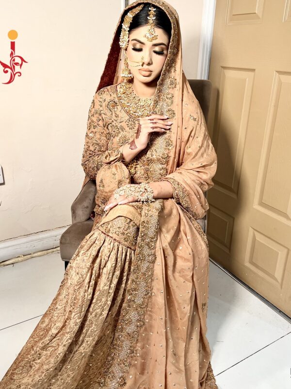 Rust Brown Embroidered Gharara - alternate view