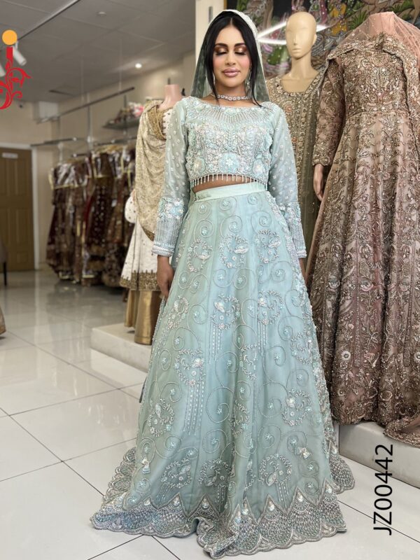 Sage Serenity Bridal Lehenga Choli in Organza - alternate view