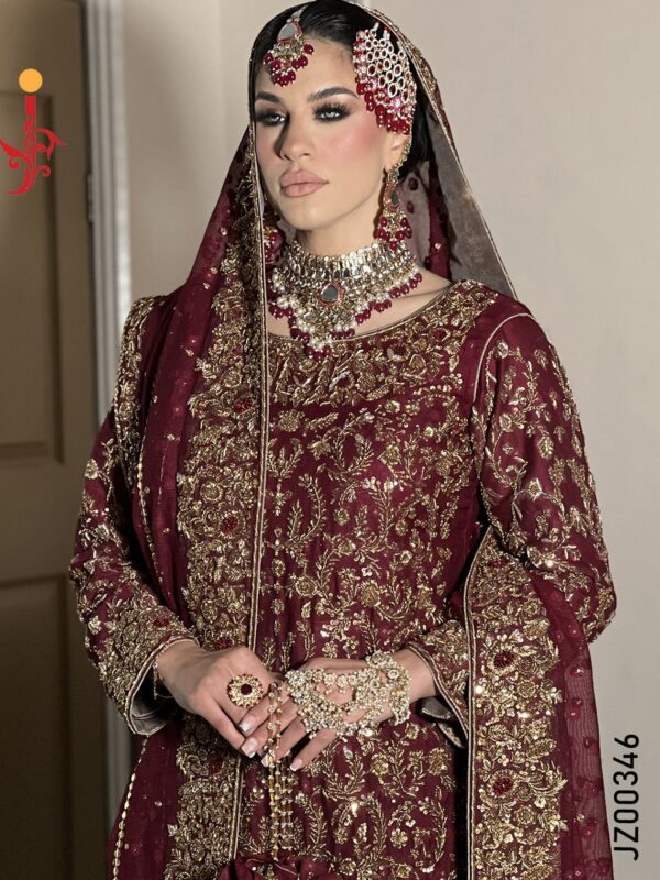 Maroon Bridal Farshi Lehenga - Image 2