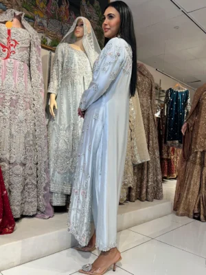 Steel Grey Symphony Jacket-Style Ensemble - Bridesmaid Dresses, Formal Wear, Party Wear, Wedding Guest Dresses - Walima | Jabeenz UK