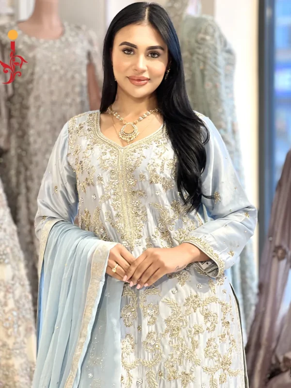 Ice Blue Shirt with Palazzo - alternate view
