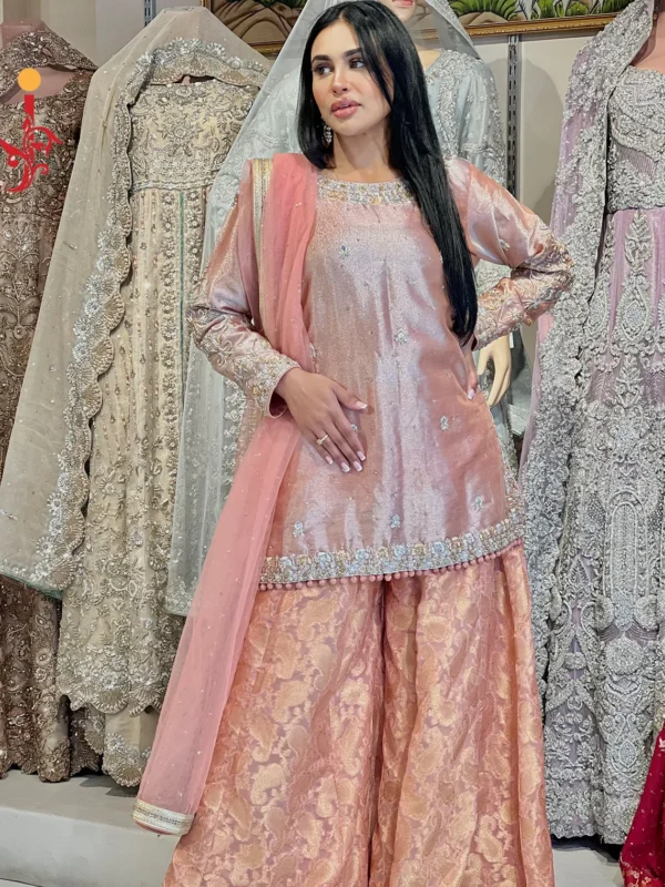 Peach Mirage Partywear Sharara Set - alternate view