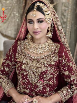 Mehr-e-Maroon Bridal Sharara - Baraat Dresses, Bridal Dresses, Formal Wear, Sharara, Wedding Dresses | Jabeenz UK