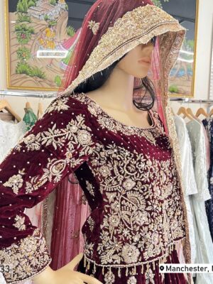 Velvet Bridal Lehenga - Image 2