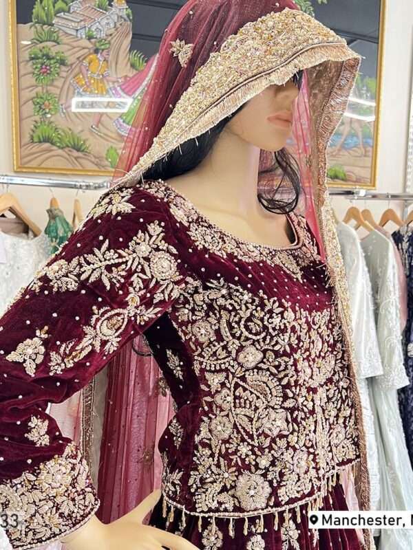 Velvet Bridal Lehenga - Image 2
