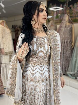 White Embroidered Organza Lehenga Choli - Image 2