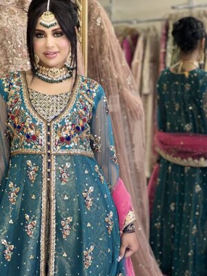 Heavy Sea Green Partywear Maxi - Bridesmaid Dresses, Formal Wear, Party Wear, Wedding Guest Dresses - Mehndi | Jabeenz UK