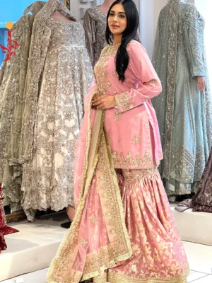 Pink Gharara - Bridesmaid Dresses, Formal Wear, Gharara, Party Wear, Wedding Guest Dresses - Walima | Jabeenz UK