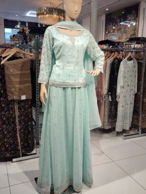 Ice Blue Party Wear Lehenga