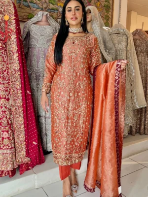 Rust Orange Formal Shirt - Bridesmaid Dresses, Formal Wear, Party Wear, Wedding Guest Dresses - Walima | Jabeenz UK