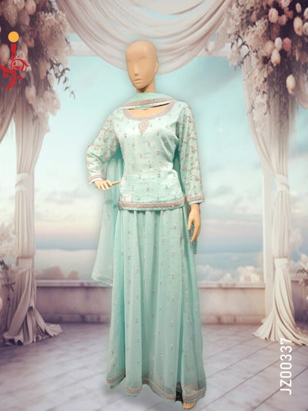 Ice Blue Party Wear Lehenga - Image 2