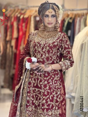 Deep Red Farshi Lehenga - Image 4