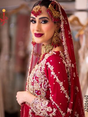Red Net & Silk Lehenga - Image 3