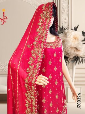 Red Bridal Lehenga with Sleeveless Shirt - Image 2