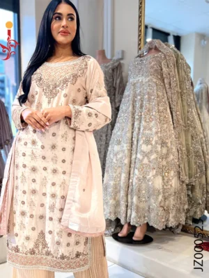 Tea Pink Formal Shirt with Trousers - Bridesmaid Dresses, Formal Wear, Party Wear, Wedding Guest Dresses - Walima | Jabeenz UK