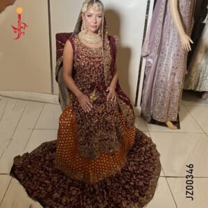 Red Bridal Embroidered Lehenga Wedding Dresses by Jabeenz Manchester