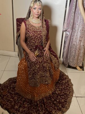 Red Bridal Embroidered Lehenga