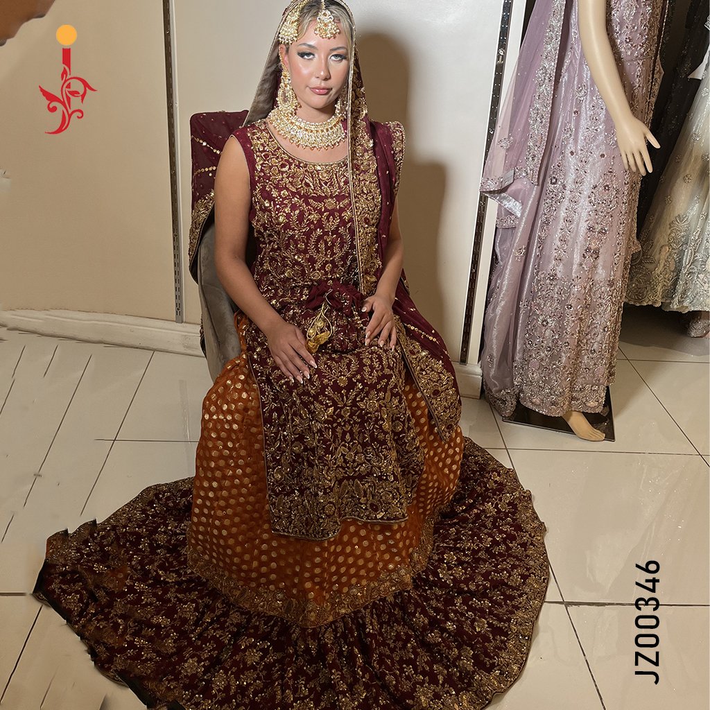 Red Bridal Embroidered Lehenga