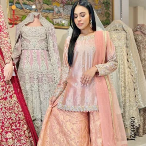 Peach Mirage Partywear Sharara Set