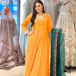 Yellow Maxi with Green Supra Wedding Guest Dresses by Jabeenz Manchester