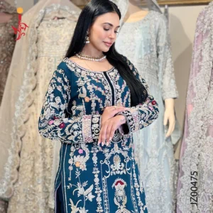 Sea Blue Partywear Ensemble Wedding Guest Dresses by Jabeenz Manchester