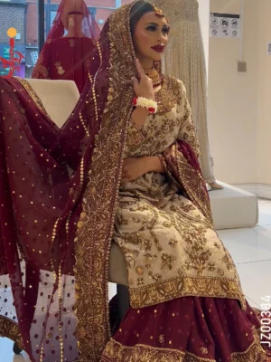 Deep Maroon Farshi Lehenga - Image 3
