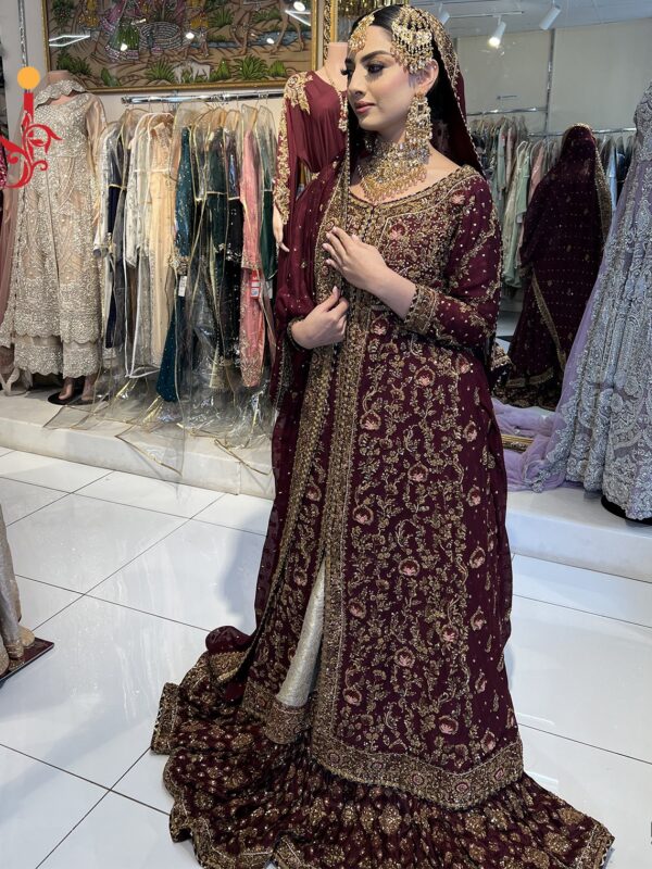 Maroon Front-Open Farshi Lehenga - alternate view